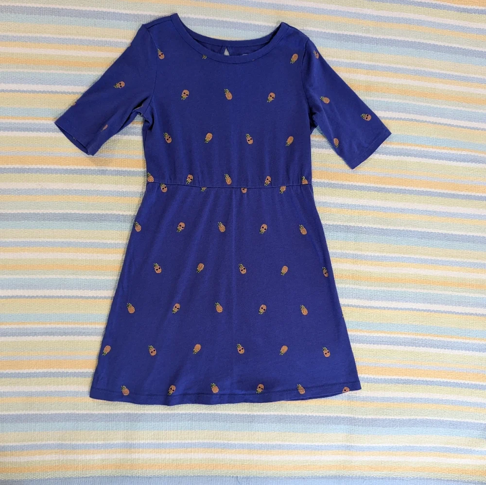 Old Navy Blue Knit Pineapple 🍍 Print Dress Snall 6/7